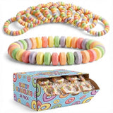 36-Pack Candy Bracelets for Kids 2.5 Inch - Individually Wrapped Bulk Novelty Candy - Stretchable Edible Fruit Flavor Rainbow Bracelets for Birthday