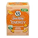 V8 +Energy Sparkling Healthy Energy Drink, Natural Energy from Tea, Orange Pineapple, 8.4 Oz Can, 4 Count