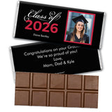 72Pk Custom Graduation Class of 2026 Belgian Milk Chocolate Bars - Red
