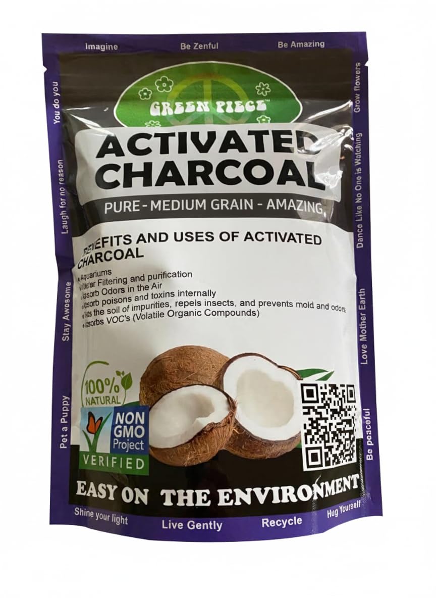 Green Piece® Activated Charcoal Pure - Medium Grain Air Purifying Bag - Kid/Pet Friendly Air/Water Fresheners - Odor Absorber - Resealable Bag - SUPER