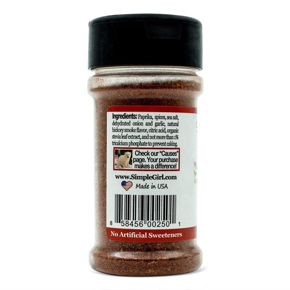 Simple Girl BBQ Seasoning - Sugar Free - Natural Herbs and Spices - Carb Free - Gluten Free - MSG Free - Diabetic Friendly - Compatible With Most Low