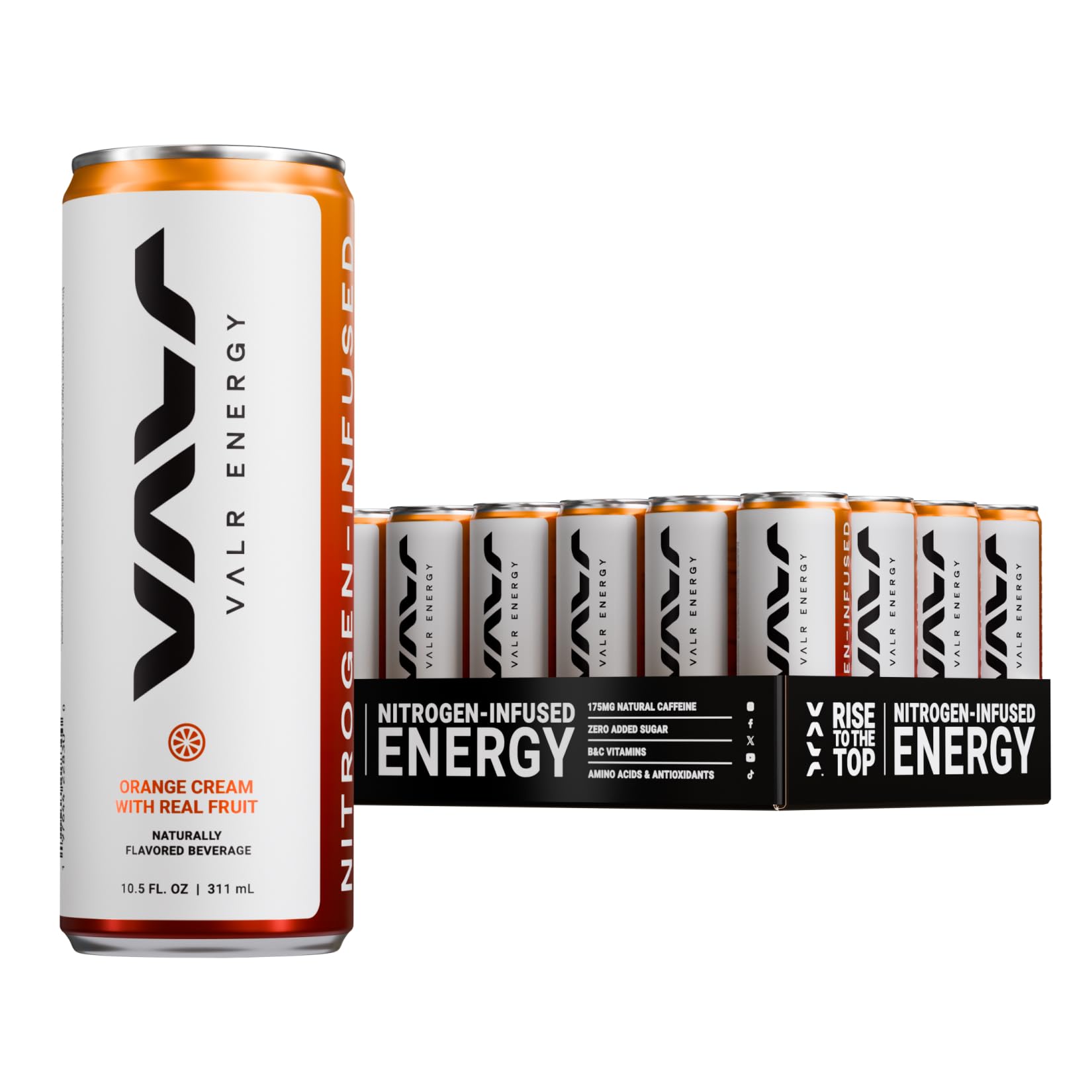 VALR Energy | Nitrogen-Infused Energy Drink | 175mg Natural Caffeine from Green Tea | Pre-Workout Performance with Amino Acids & Antioxidants |