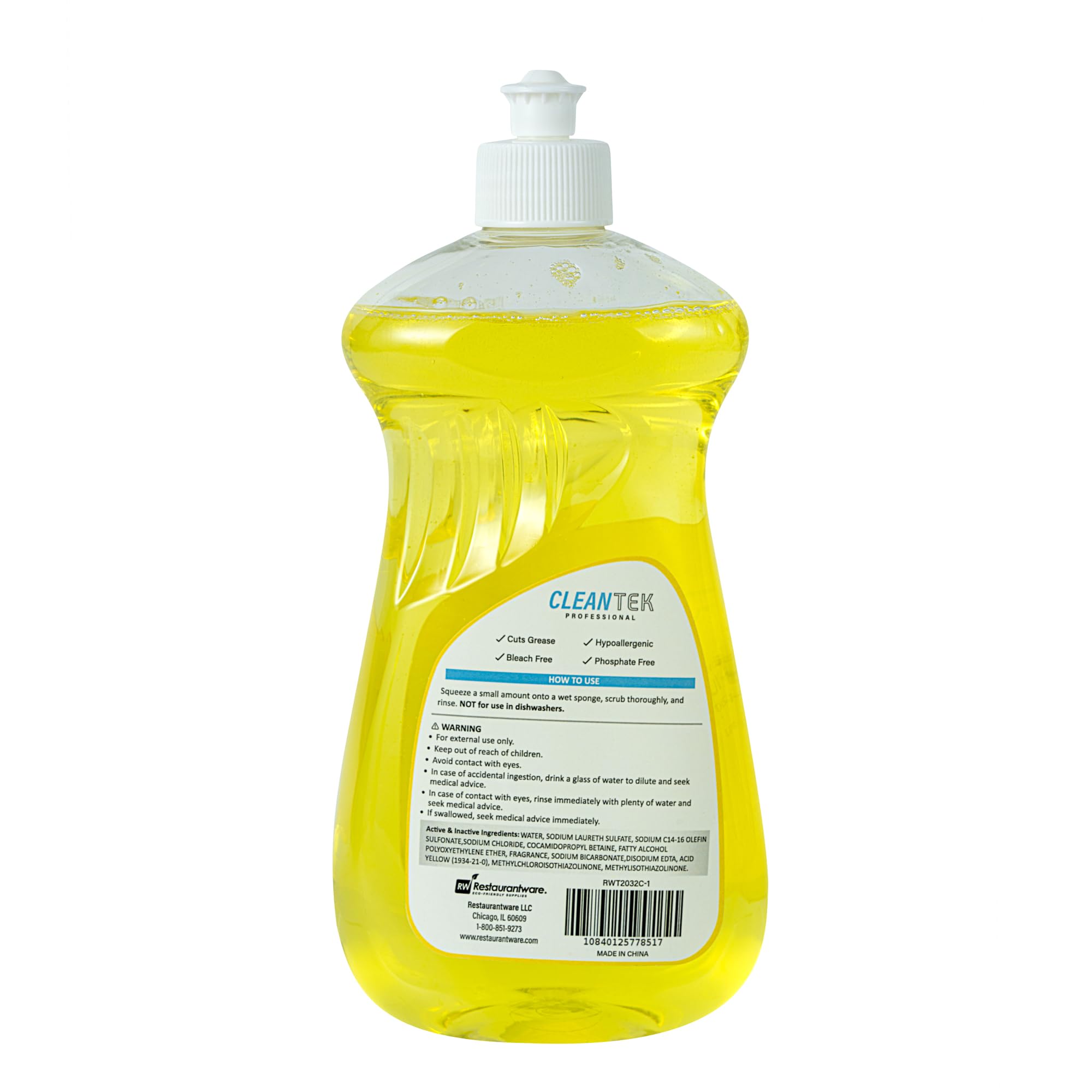 Restaurantware Dishwashing Liquid 24 Pack of 20.3 fl. oz Ultra Concentrated Liquid Dish Soap OXY Power Lemon Scent Dishwashing Detergent Bottle
