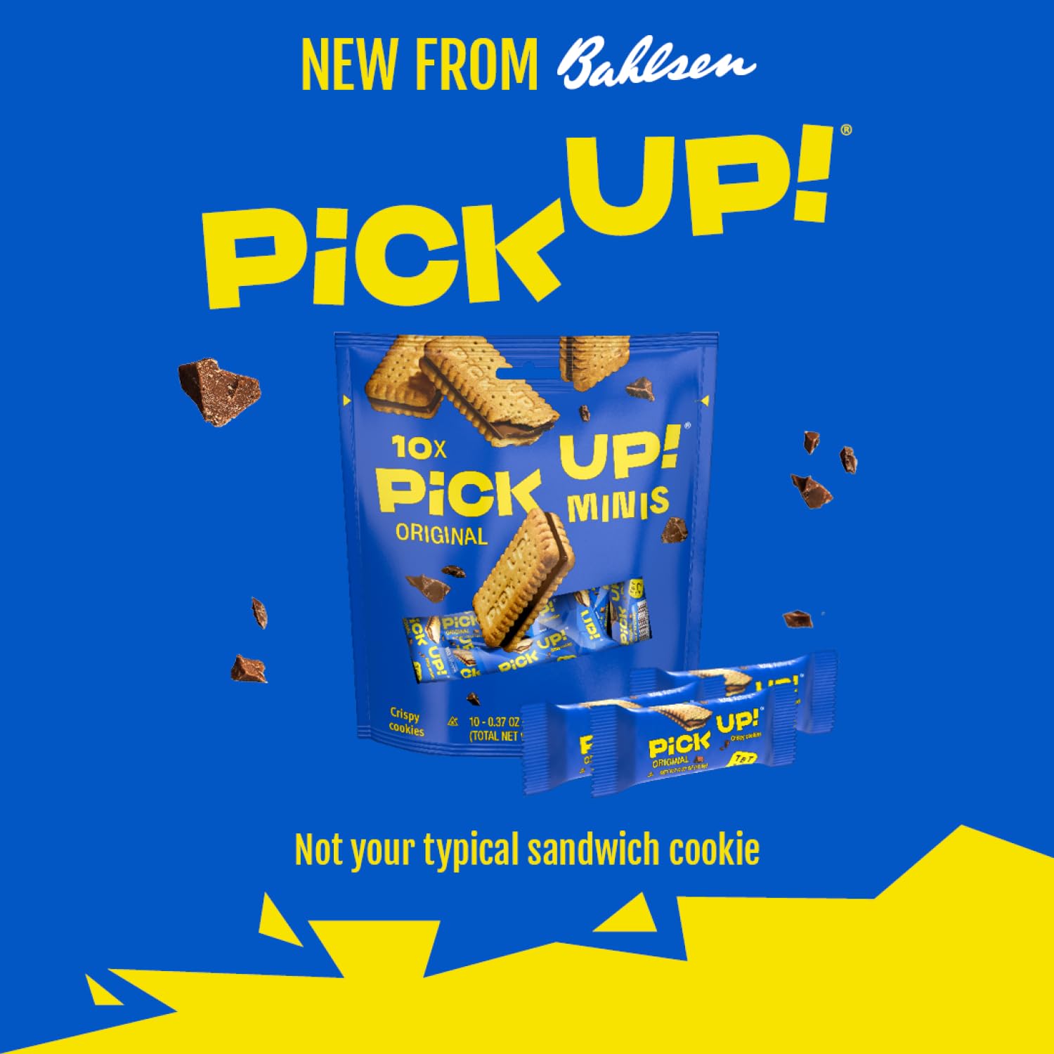 Bahlsen PiCK UP! Minis Original (100 ct Bucket of Individual Cookies) - German chocolate sandwiched between two crisp biscuits - Kosher (0.37 oz