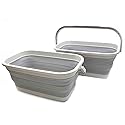 SAMMART Set of 2-11.6L (3.06 Gallon) Collapsible Rectangular Handy Basket/Bucket (Grey, 2)