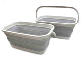 SAMMART Set of 2-11.6L (3.06 Gallon) Collapsible Rectangular Handy Basket/Bucket (Grey, 2)