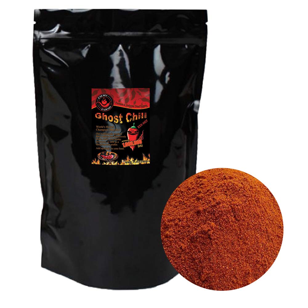Extremely Hot Smoked Bhut Jolokia (Ghost Pepper) Chili Powder by Magic Plant - Spicy Rich Smoky fruity flavor | Kosher Gluten-Free Non-GMO All Natural