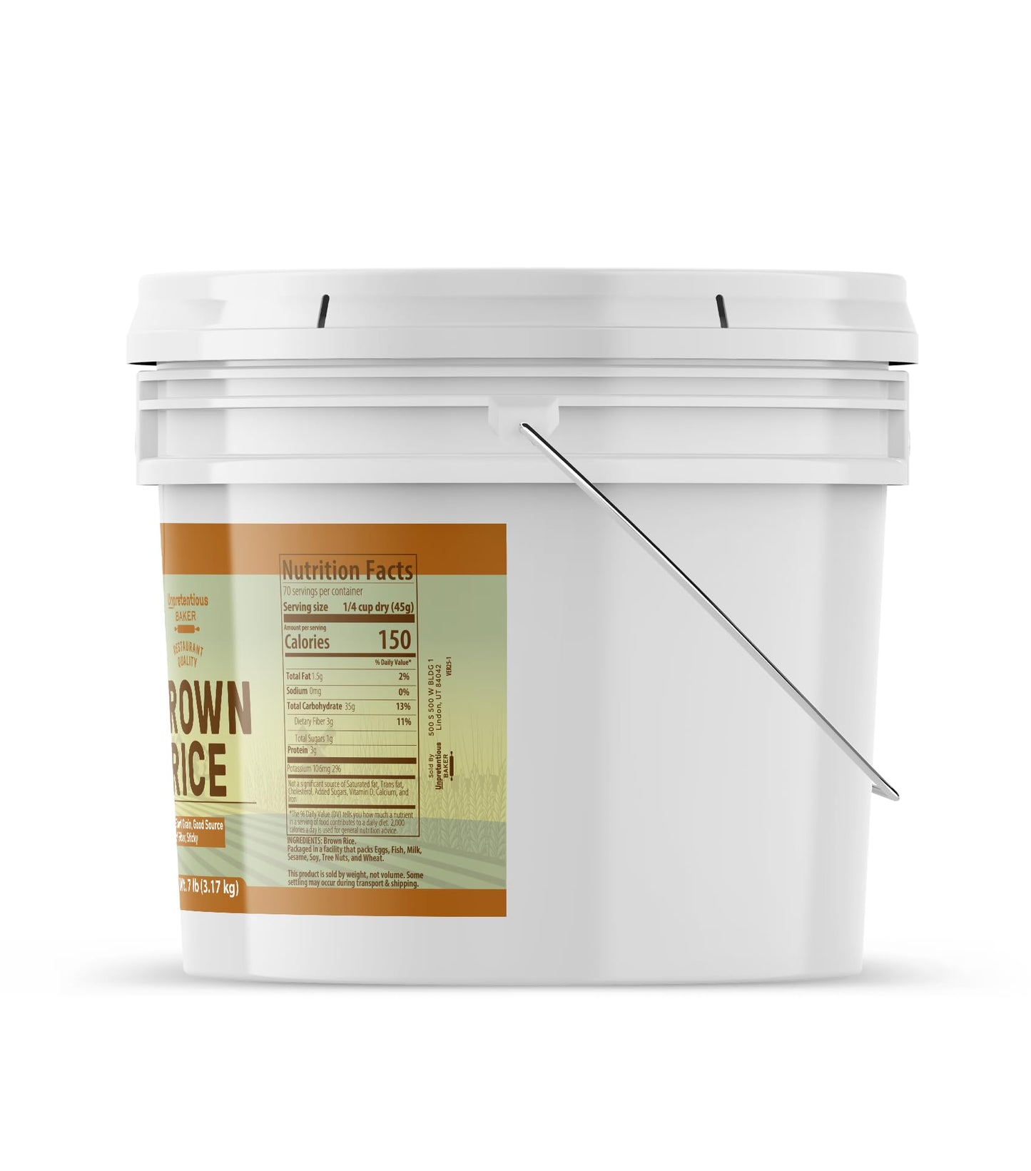 Unpretentious Short Grain Brown Rice, 1 Gallon, Gluten Free, Vegan Friendly, Non GMO
