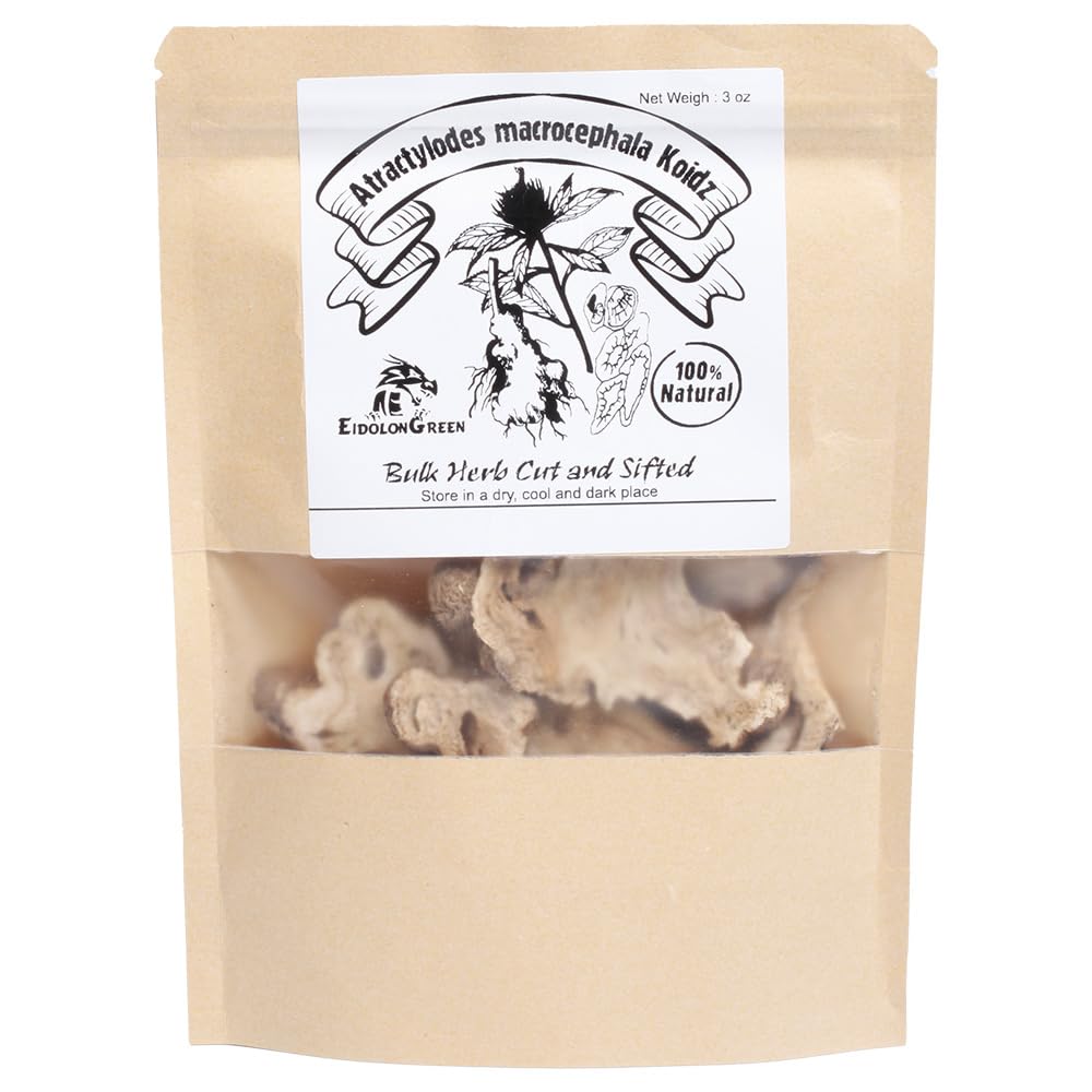 EidolonGreen Atractylodes macrocephala Koidz (Bai Zhu/??/??) - Premium Cut Slices for Tea and Cooking | Dried Chinese Herbs, 88/3 Oz