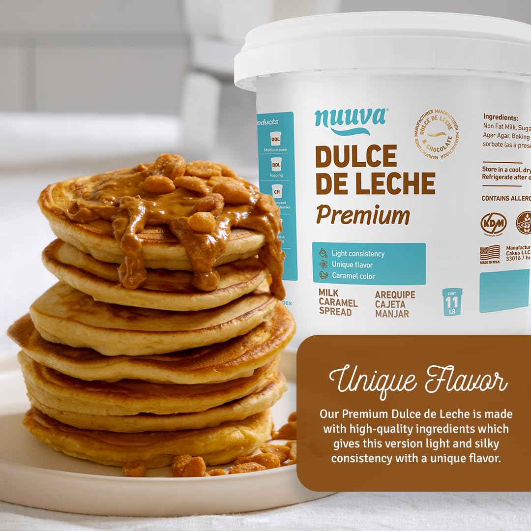 Nuuva Foods Premium Dulce de Leche - Authentic Creamy Caramel Spread - Perfect for Desserts, Baking, and Spreading, Caramel, Carmel Syrup, Dulce De Leche Syrup - 5 lbs
