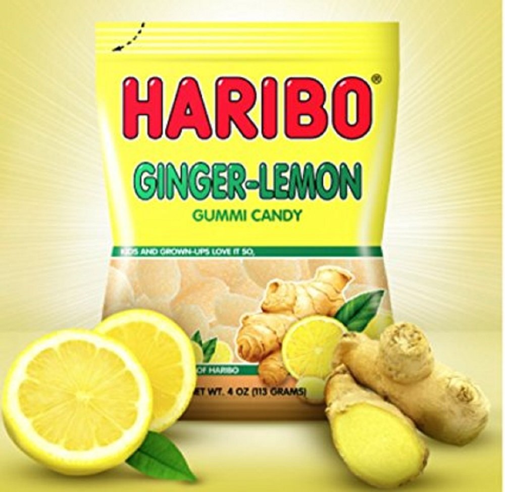 Haribo Gummy Candy, Ginger Lemon, 4 Ounce