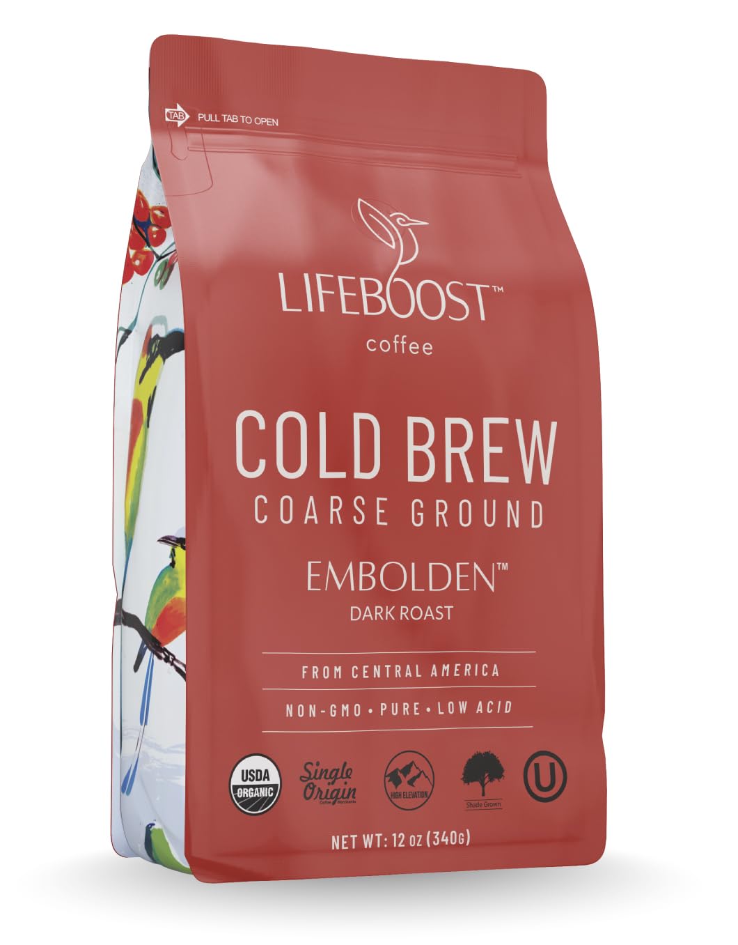 Lifeboost Dark Cold Brew Coffee - Single Origin Non-GMO USDA Organic Low Acid Coarse Ground Coffee for Cold Brew - 3rd Party Tested For Mycotoxins