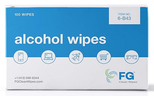 FG Clean Wipes Lint Free 70% IPA Wipes - 4”x3” - 100 Individually Wrapped Sachets - Made in The USA - Saturix 6B43