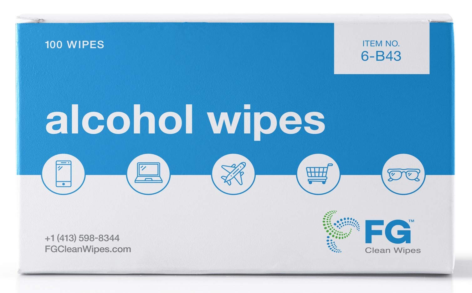 FG Clean Wipes Lint Free 70% IPA Wipes - 4”x3” - 100 Individually Wrapped Sachets - Made in The USA - Saturix 6B43