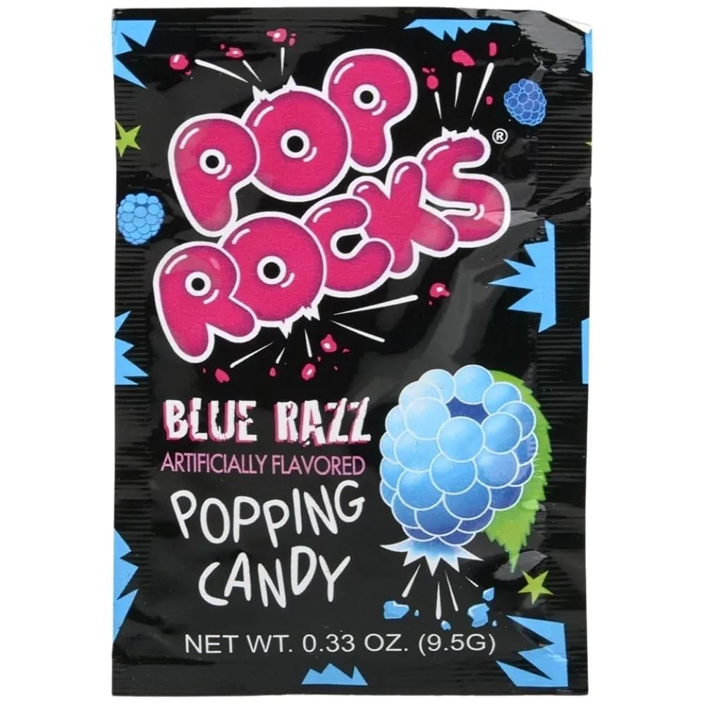 Pop Rocks Blue Razzberries (Pack of 24) - Tangy Popping Candy with Fruity Flavor - Perfect for Parties, Candy Bowls, Gifts, and Fun Snacking