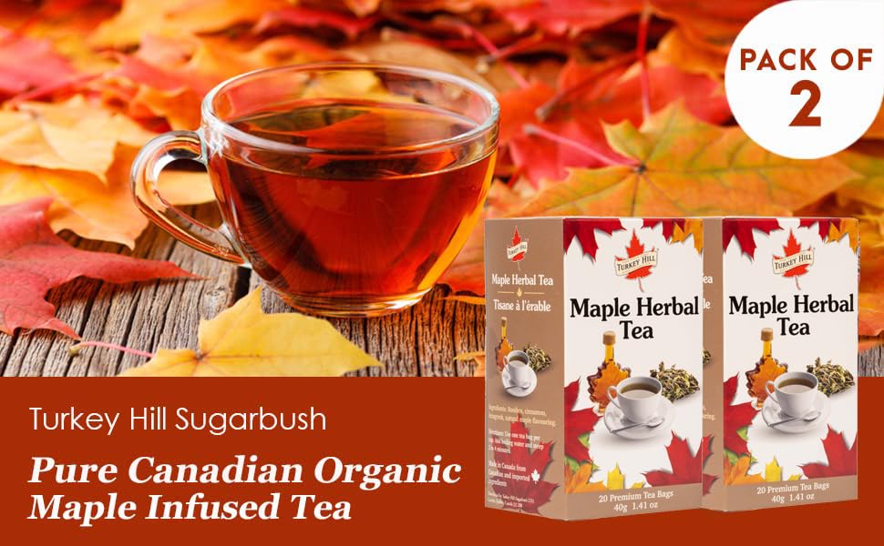Turkey Hill Sugarbush Premium 100% Pure Canadian Maple Infused Herbal Tea, 2 Pack