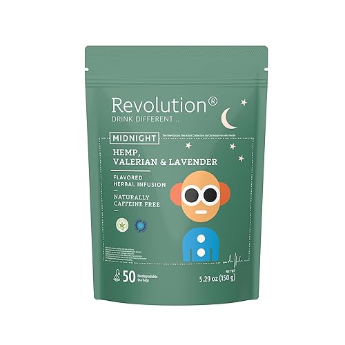 Revolution Tea Midnight Hemp, Valerian & Lavender Hemp Tea - Relaxing Blend for Tranquil Nights