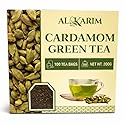 AL-KARIM Cardamom Green Tea, 100 Tea Bags, Natural Cardamom Flavor, 200g Net Weight