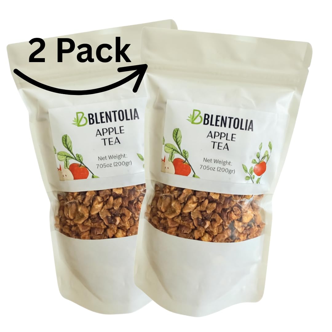Blentolia Apple Tea | 100% Natural Dried Apple Pieces | Caffeine-Free Herbal Fruit Tea | Refreshing & Flavorful Hot or Iced Tea - 7.05oz (200g)