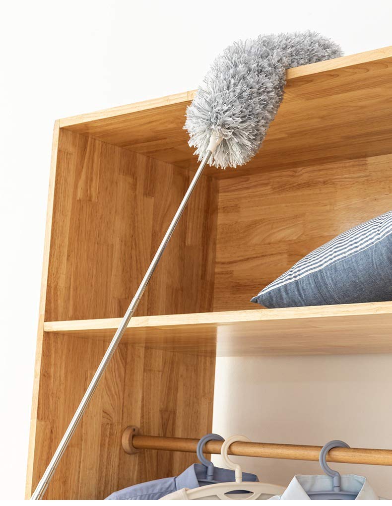 KPOKPO 2025 NEW -Microfiber Duster with 100 Inches Extendable Pole, Detachable & Bendable Feather Duster, Stainless Steel, Extra Long Telescopic