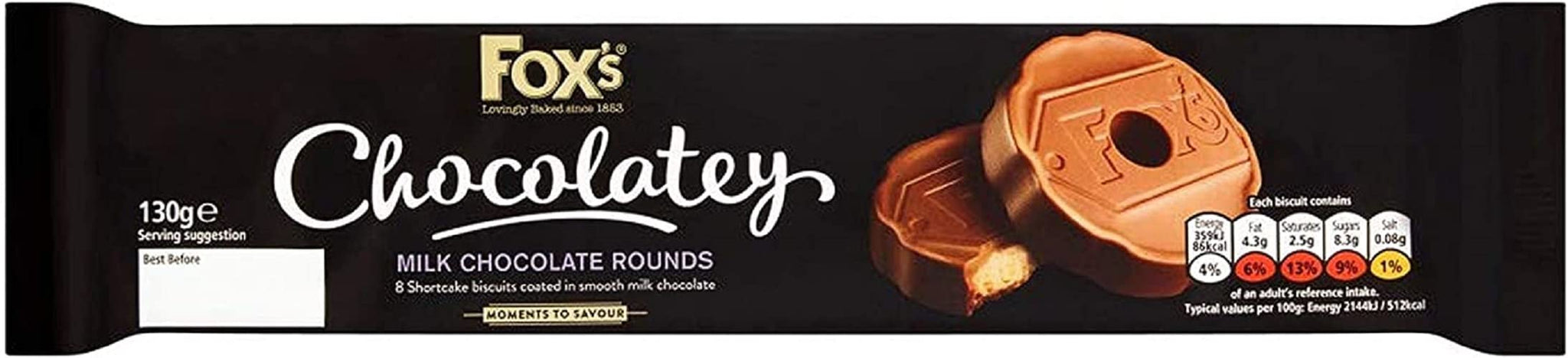 Fox's Biscuits Chocolatey Milk Chocolate Rounds, 130g