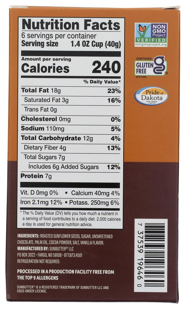 SUNBUTTER On The Go Chocolate Sunbutter Cups, 8.4 OZ