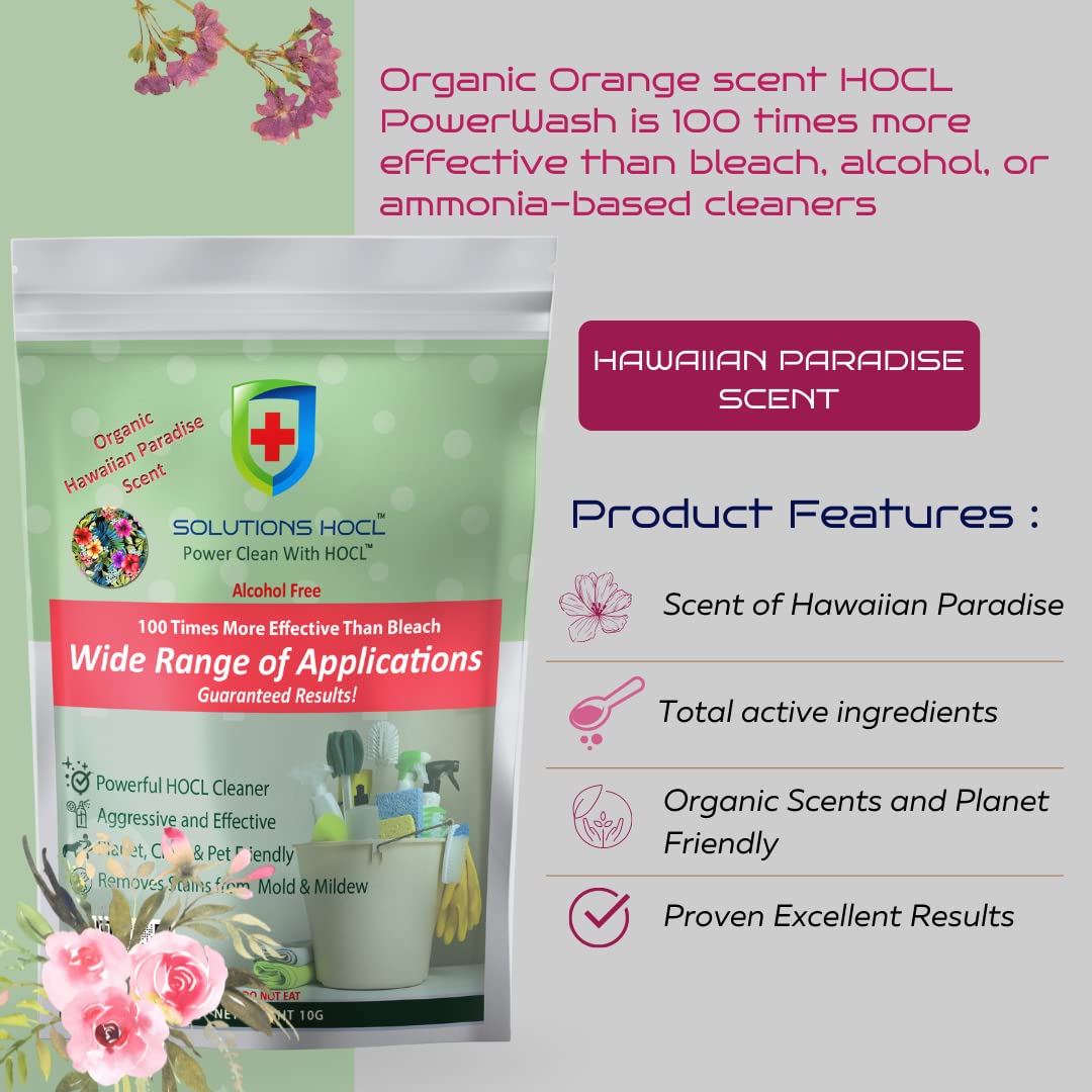 Solution HOCL Powder 10 one gram Individually Packaged Single use packets - (10 grams of total active ingredients) One Gram Packet Makes 1 Gallon (128
