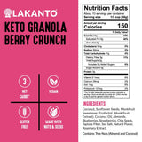 Lakanto Berry Crunch Granola - Delicious Snack, Quick Breakfast Cereal, Keto Friendly, Monk Fruit Sweetener, No Sugar Added, Vegan, Gluten Free, Grain