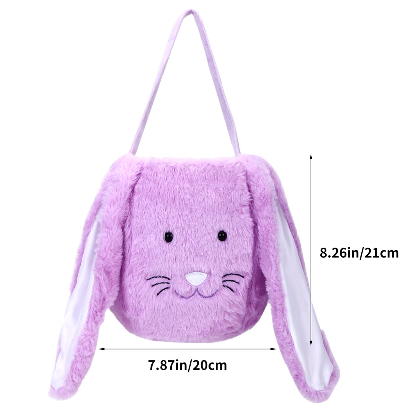 Plush Easter Bunny Basket, Monogrammed Bunny Easter Buckets with Long Plush Ear, Egg Hunting Easter Gift Bags Easter Tote Bags for Easter Decorations