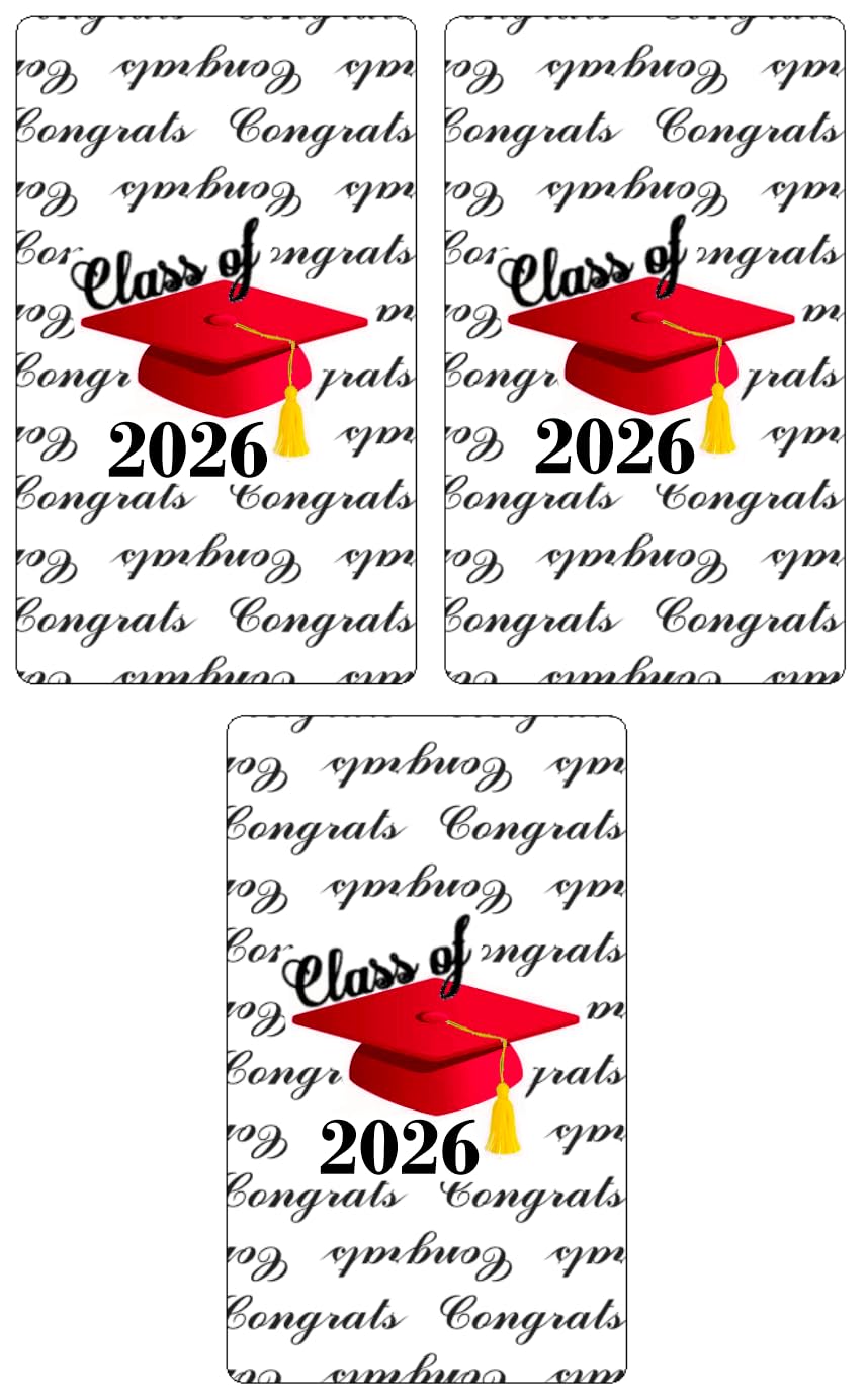 RokAPary 60 Graduation Cap Party Class of 2026 Miniatures Candy Bar Wrapper, (Set of 60) Mini Candy Chocolate Bar Stickers, Labels, Candy Not