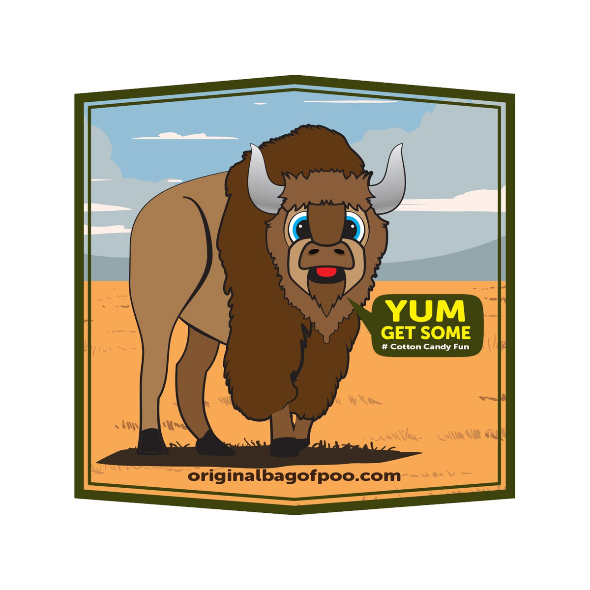 The Original Bag of Poo®, Bison Poo (Orange Flavor Cotton Candy) Novelty Poop Gag Gift. Free sticker inside.