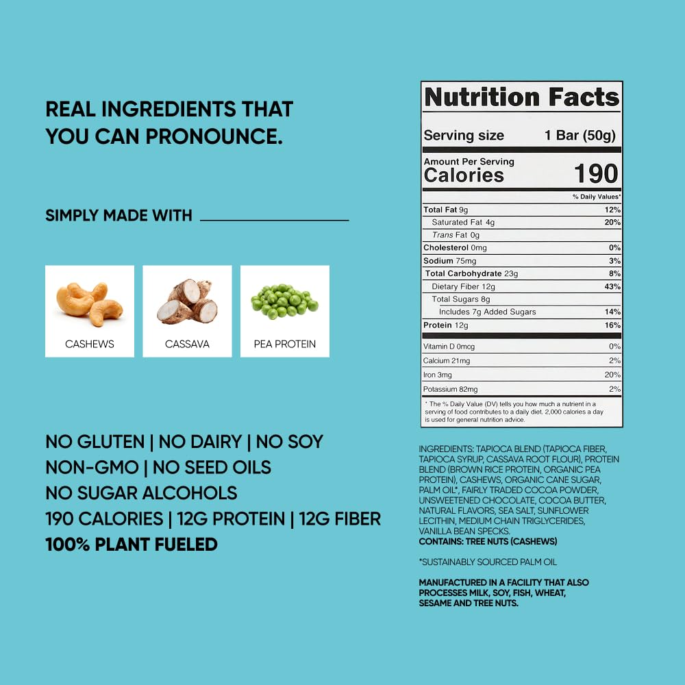TRUBAR Vegan Protein Bars, 15 Count Variety Pack, Oh Oh Cookie Dough, Daydreaming About Donuts & Smother Fudger Peanut Butter, Gluten Free, Plant