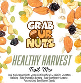 Grab Our Nuts Healthy Harvest Trail Mix 40 Ounce Jar: Raw Natural Almonds, Roasted Cashews, Raisins, Golden Raisins, Raw Pumpkin Seeds, Raw Sunflower