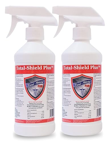 Total-Shield Plus Multi-Purpose Disinfectant Spray, 24 Hour Antibacterial, Lemon Scented, (2 Pack) 16 fl oz
