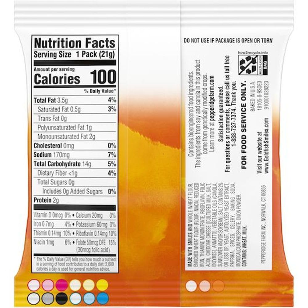 Pepperidge Farm Goldfish Whole Grain Cheddar Snack Crackers, Individual 0.75 oz Bags, Bulk Pack of 300 - School & On-the-Go Snacks