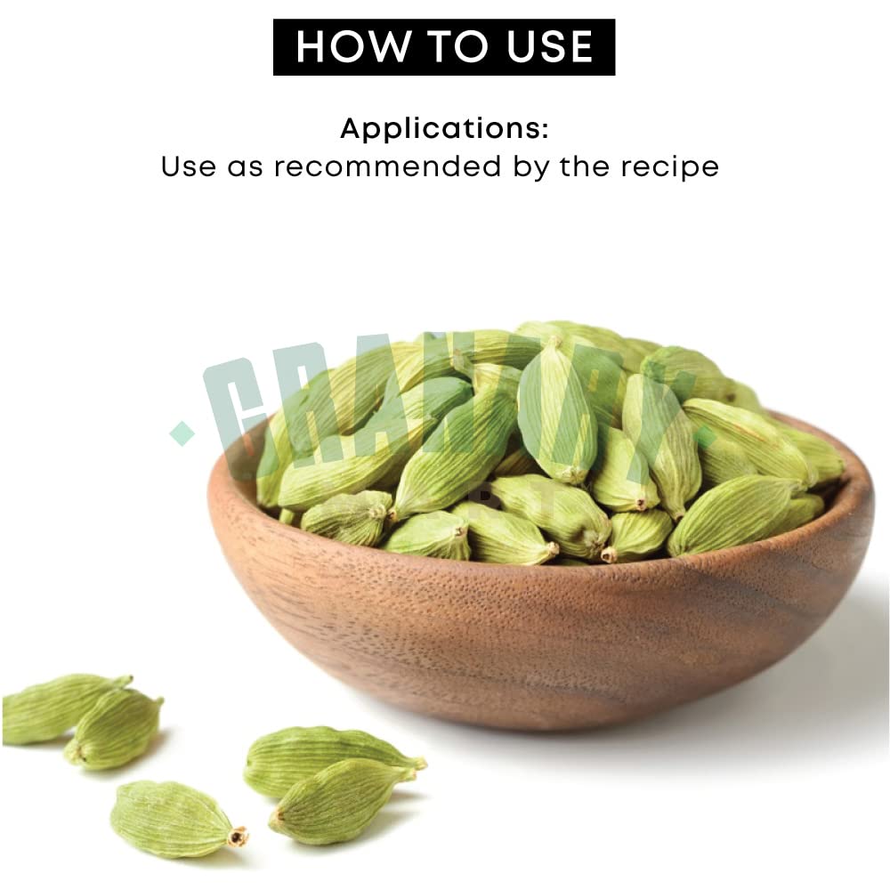 Natural Green Cardamom Whole by Granary Mart - Gourmet & Aromatic Spice - Flavoring agent for bakes/teas/drinks & more - Full Bodied Green Pods