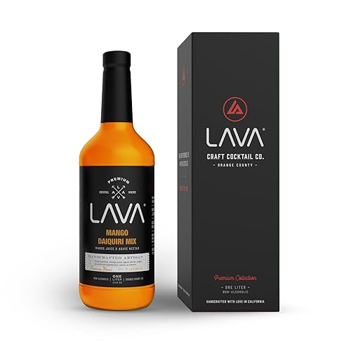 LAVA Premium Mango Daiquiri Mixer Made with Real Mango Juice, Cane Sugar, Agave Nectar. No Artificial Sweeteners, Flavors, or Colors. Gluten Free
