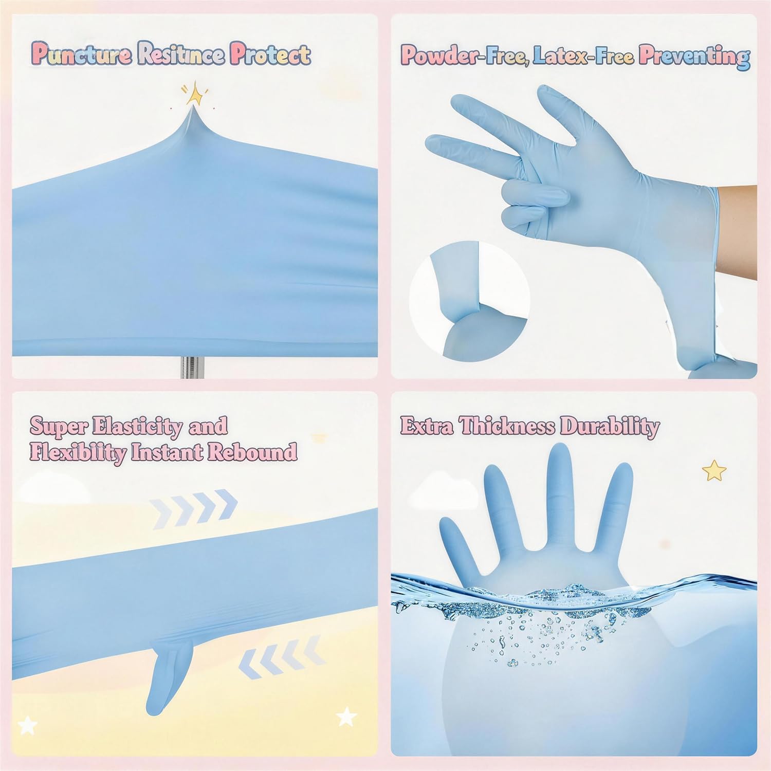 AYUMAT Kids Disposable Gloves for 6-10 Years,Pink Nitrile Gloves Durable and Protective for Painting, Cleaning, Cooking, Gardening (S,100PCS)