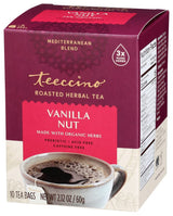 Teeccino Vanilla Nut Herbal Tea - Rich & Roasted Herbal Tea That’s Caffeine Free & Prebiotic For Natural Energy, 10 Tea Bags