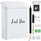 rumlick Magnetic Lint Bin for Laundry Room- Wall Mounted Metal Lint Box Holder Trash Can with Dryer Lint Brush, Laundry Room Organization and Storage