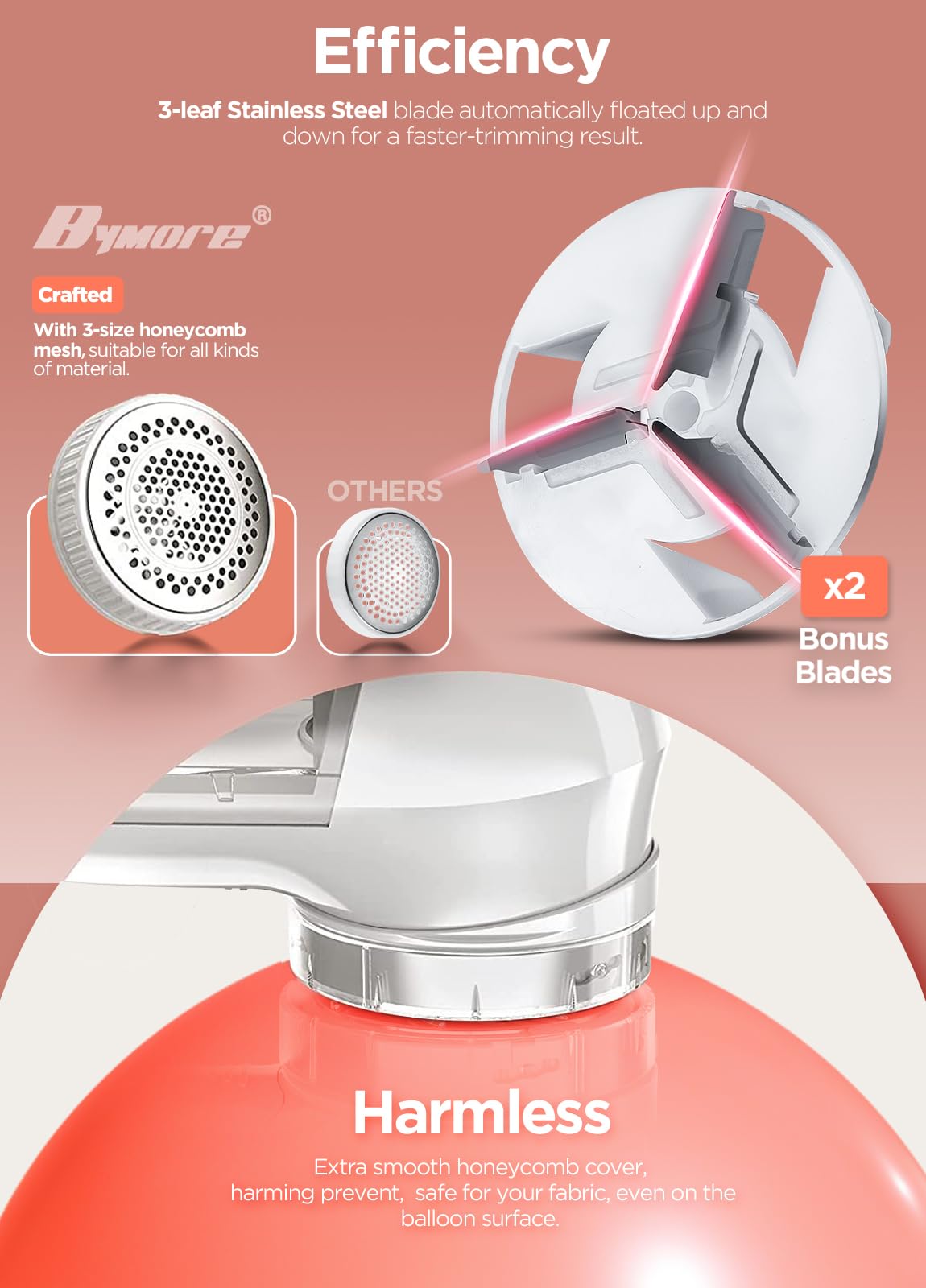 Bymore Fabric Shaver, Lint Remover, Lint Shaver Defuzzer Sweater Shaver for Clothes and Furniture with AC Adapter Pill Fuzz Remover-White