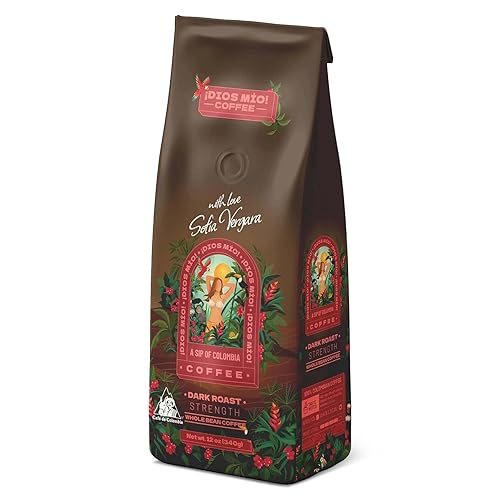 Dios Mio Coffee by Sofia Vergara, Dark Roast, Whole Bean Premium Colombian Coffee, 12 Ounce Bag