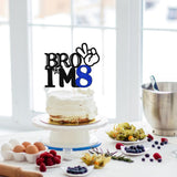 Bro I'm 8 Cake Topper- 8th Birthday Cake Picks, Officially Teenager Cake Topper, Boy 8th Birthday Cake Decorations - 8 Years Old - Big Brother 8th