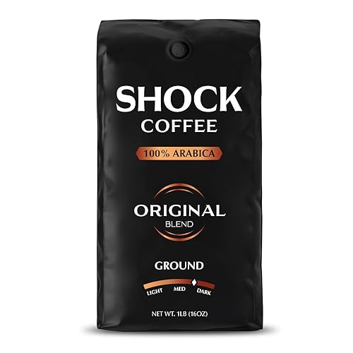 Shock Coffee Ground, The Strongest Caffeinated All-Natural Coffee, Up to 50% more Caffeine. 1 pound
