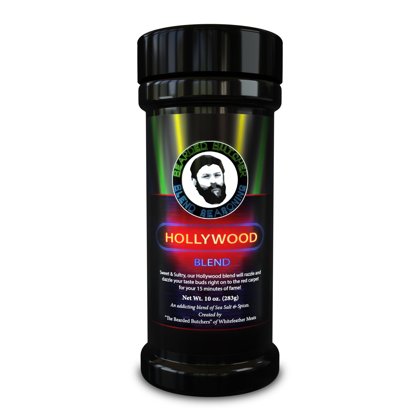 Bearded Butchers Hollywood Blend Seasoning, 10 oz Shaker - Sweet & Sultry with Pure Cane Sugar & Molasses, Ideal for Pork Ribs, Pulled Pork, Brisket