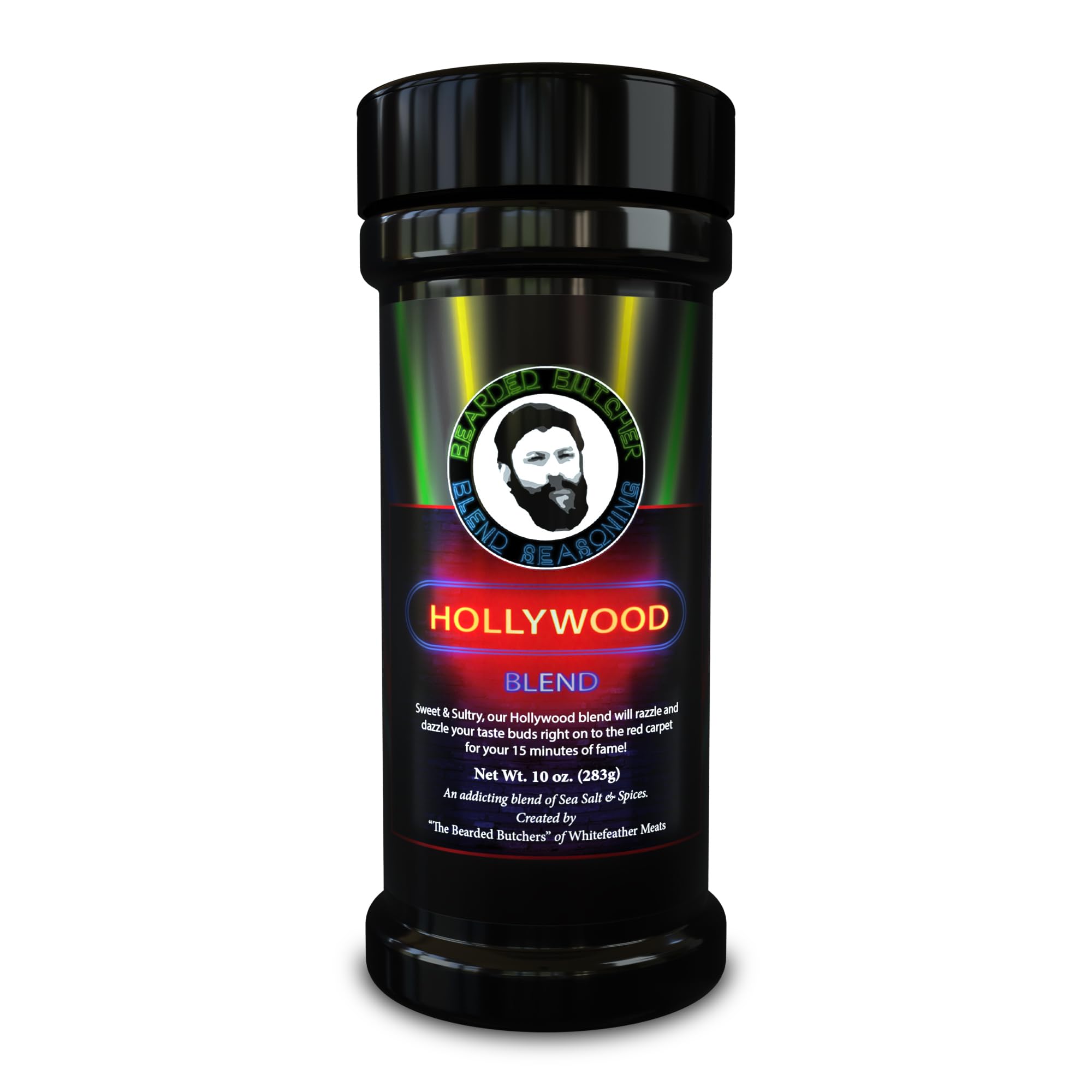 Bearded Butchers Hollywood Blend Seasoning, 10 oz Shaker - Sweet & Sultry with Pure Cane Sugar & Molasses, Ideal for Pork Ribs, Pulled Pork, Brisket