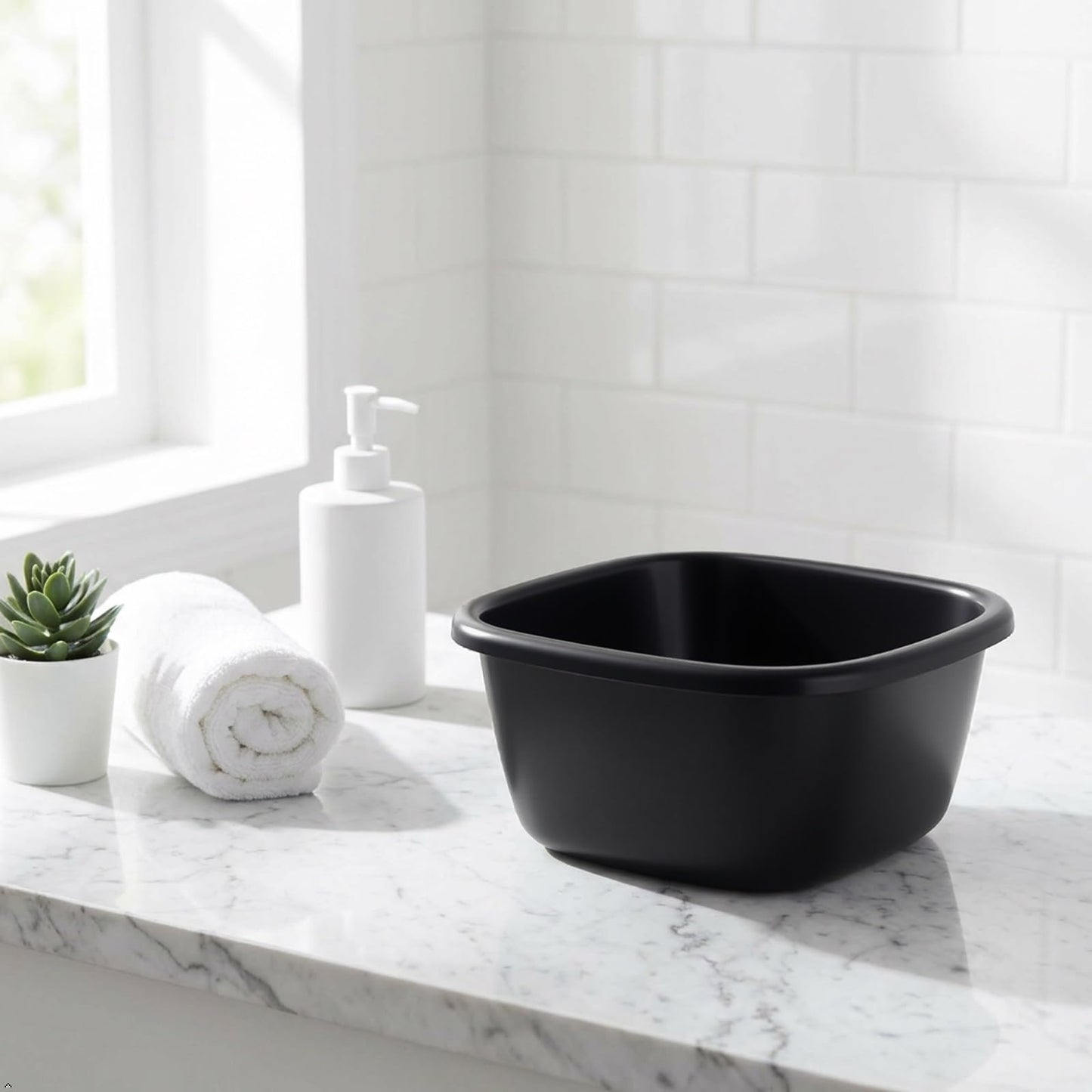 Dehouse 16 Quart Wash Basin, 3-Pack Black Plastic Dish Pan