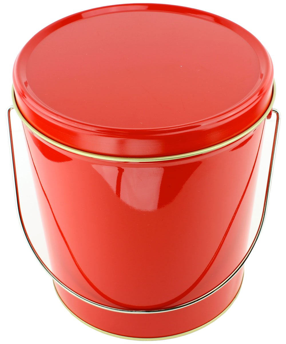 Signature Popcorn - 1-Gallon Solid Red Reusable Metal Tin, Perfect Duo (Caramel & Cheese Mix), Holiday Gift