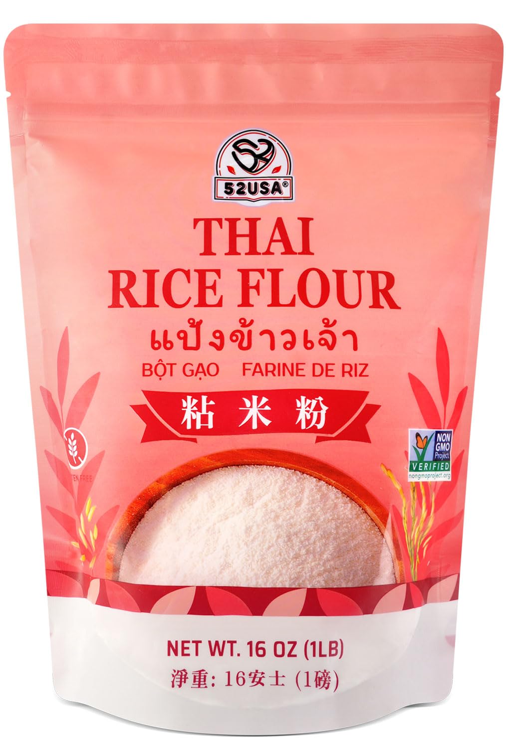52USA Thai Rice Flour 16 Ounce (Basic), 1 Pound (Pack of 1), Rice Flour for Baking or Cooking, Product of THAILAND, All Natural White Rice Flour