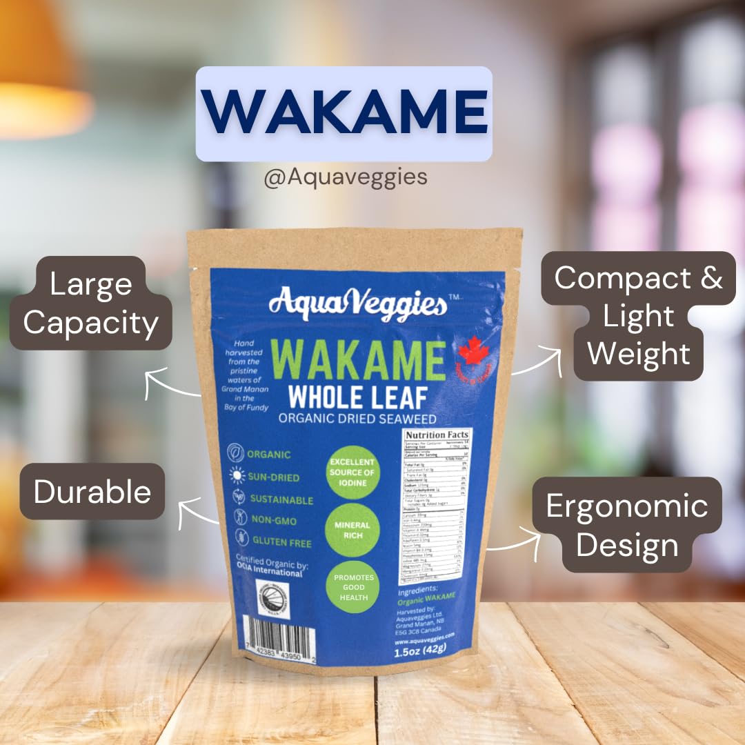 Organic Whole Leaf Wakame (Alaria) - Wild Atlantic Dried Seaweed - Ideal for Miso Soup, Salads, Ramen & Broth - Vegan, Keto, Paleo, Gluten-Free